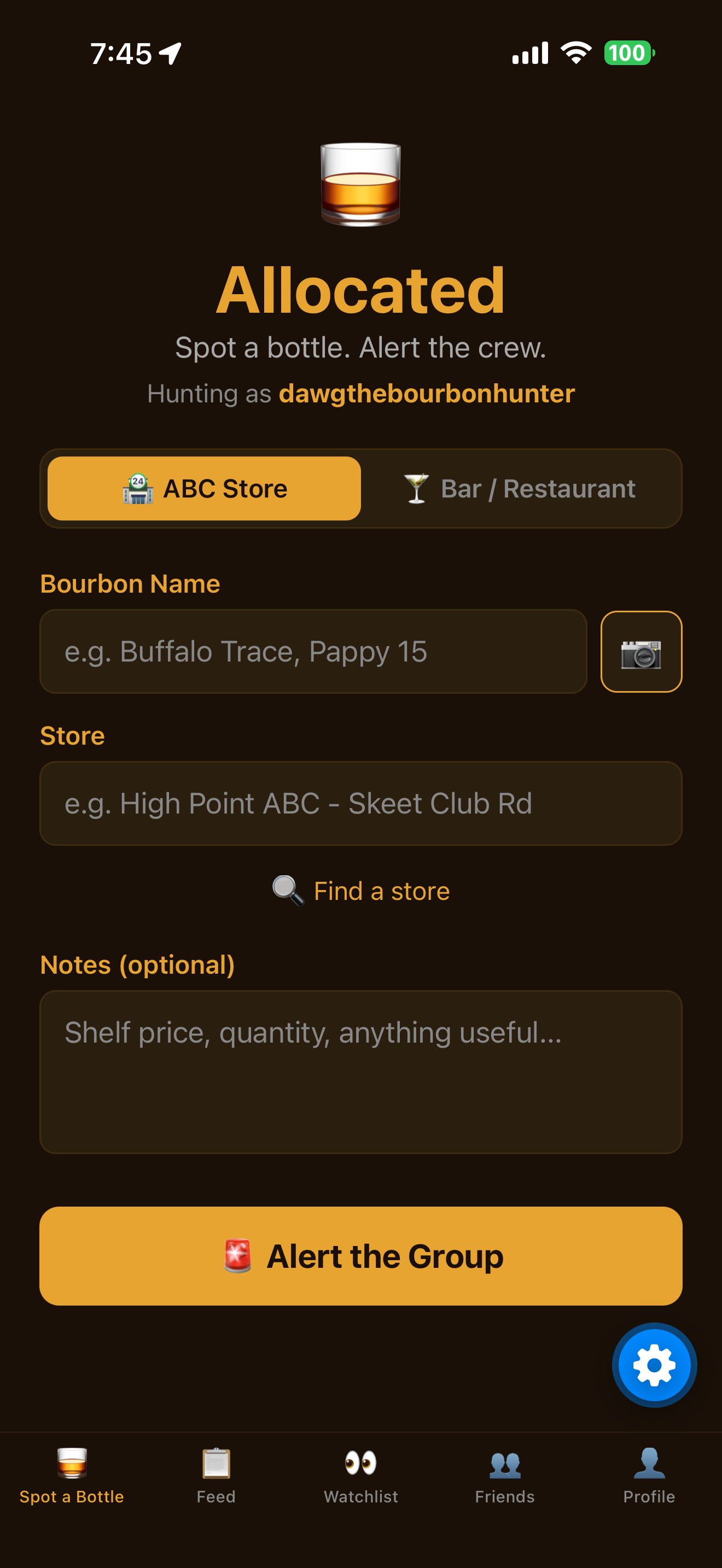 Allocated app screenshot